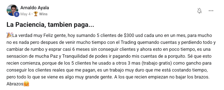 Resultado de Arnaldo Ayala con el sistema Nexum Academy