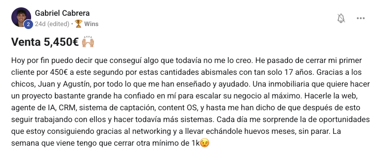 Resultado de Gabriel Cabrera con el sistema Nexum Academy