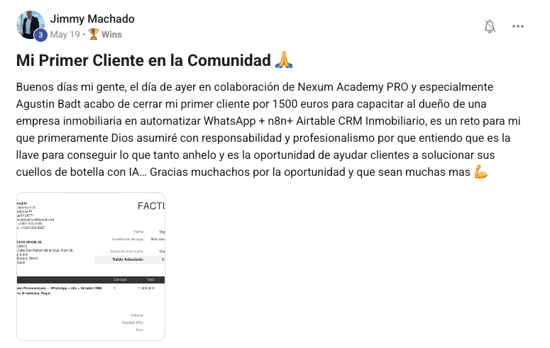 Resultado de Jimmy Machado con el sistema Nexum Academy