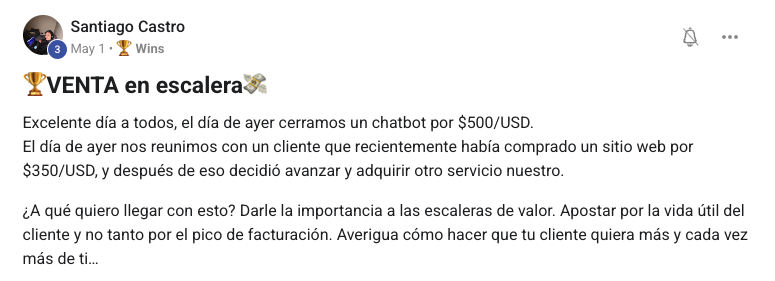 Resultado de Santiago Castro con el sistema Nexum Academy