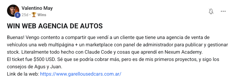 Resultado de Valentino May con el sistema Nexum Academy